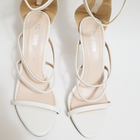 PUBLIC DESIRE Sabina Knee Strappy White Heel 7 - Picture 5 of 10